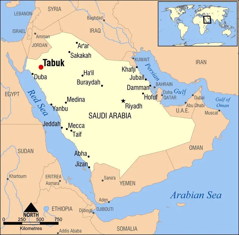 Map: Tabuk Saudi Arabia Locator Map