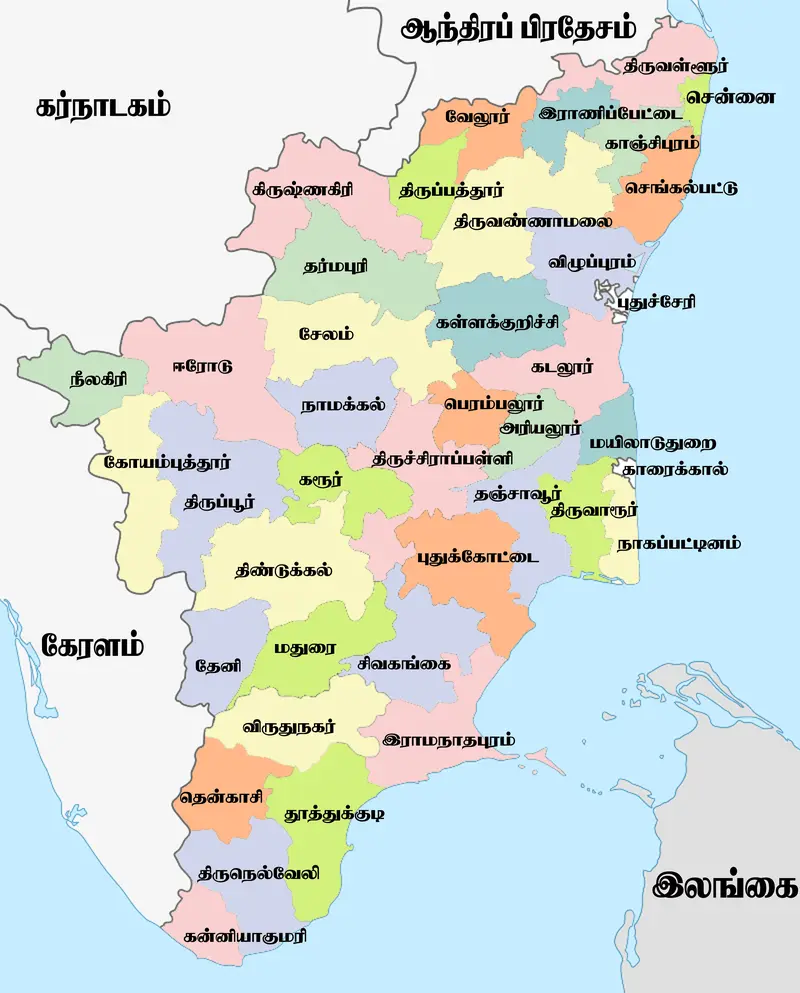 Map: Tamil Nadu District Map Tamil