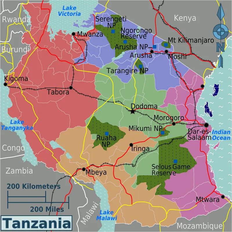 Map: Tanzania Regions Map