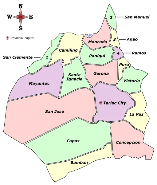 Map: Tarlac Labelled Map