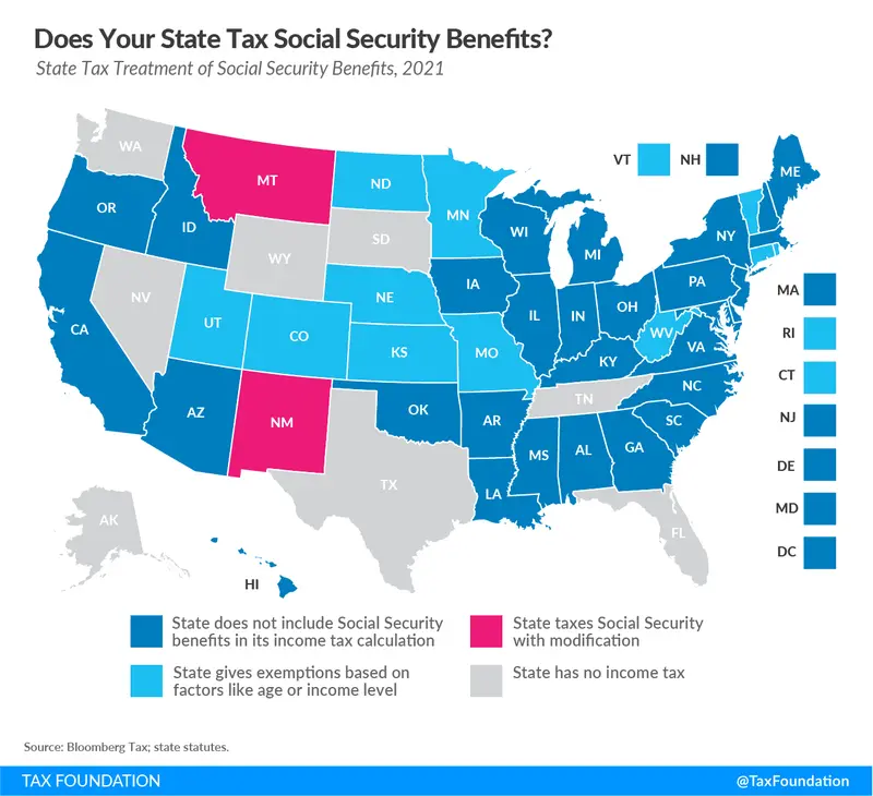Map: Taxation of Social Security Benefits by State