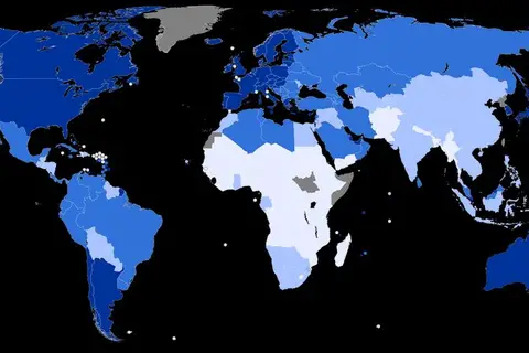 Map: The 4 Quartiles of Human Well-being 2013 [UN human development index]