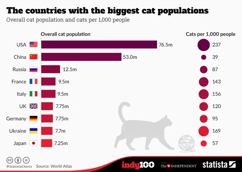 Map: The countries with the biggest cat obsession in the world.