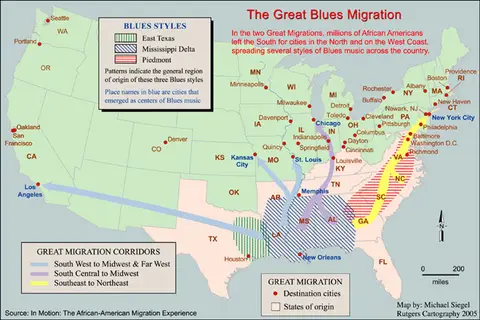 Map: The Great Blues Migration, 1916-1921
