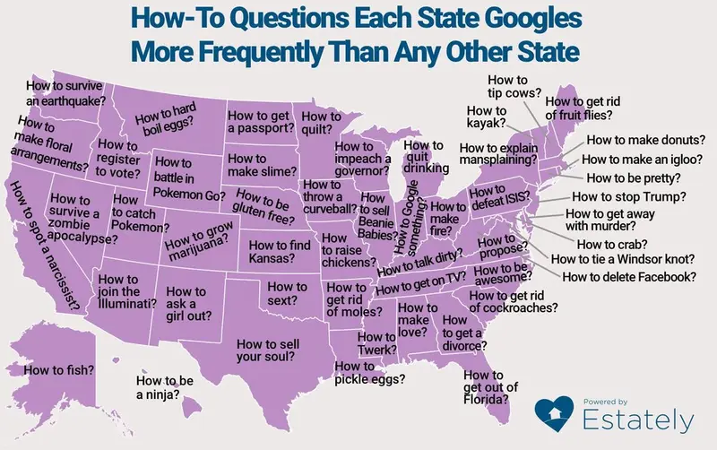 Map: The how-to question that each US state Googles more than any other