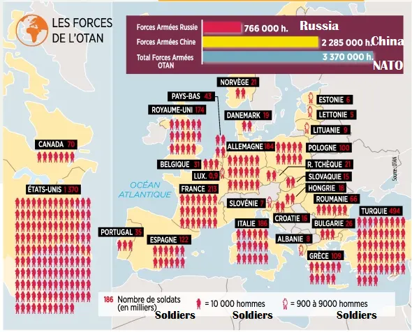 Map: The numbers of NATO armies
