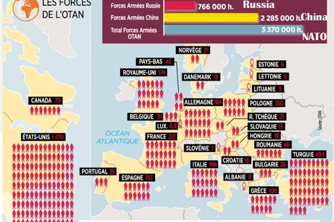 Map: The numbers of NATO armies