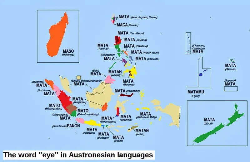 Map: The word “eye” in Austronesian languages (simplified)