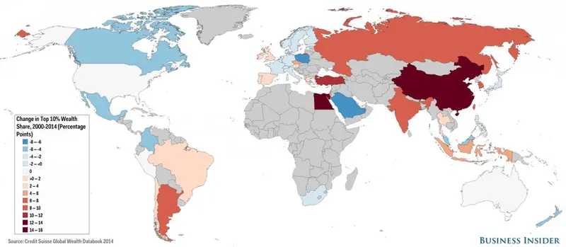 Map: Top 10% Wealth Share Change Map