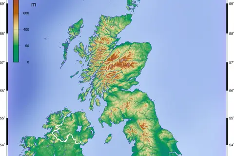 Map: Topographic Map of the Uk Blank
