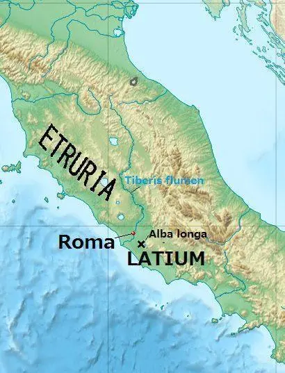 Map: Topographical Map of Central Itary Around Latium