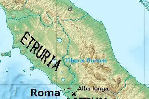 Map: Topographical Map of Central Itary Around Latium