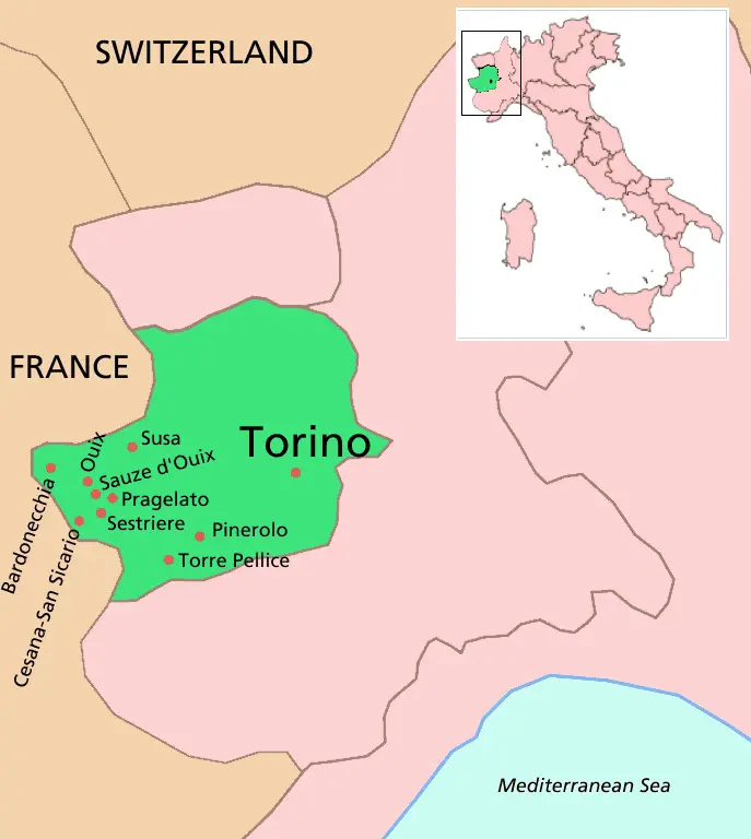 Map: Torino Location Map Winter Olympics