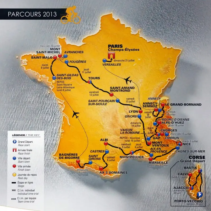 Map: Tour de France Route, 2013