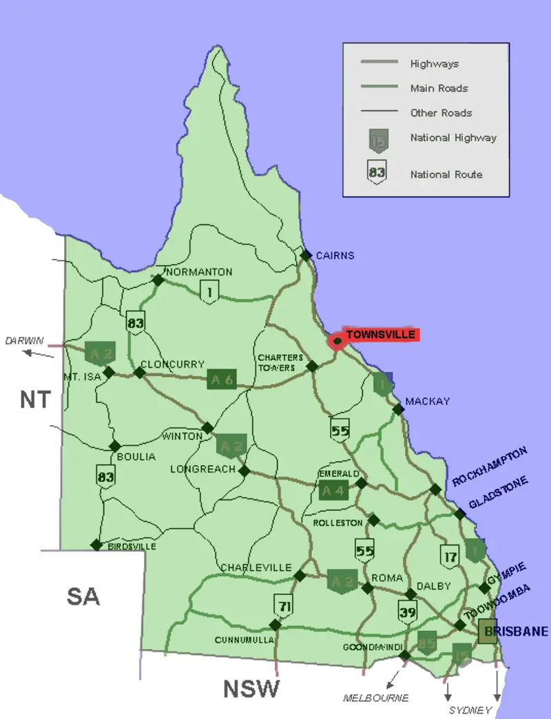 Map: Townsville Location Map in Queensland