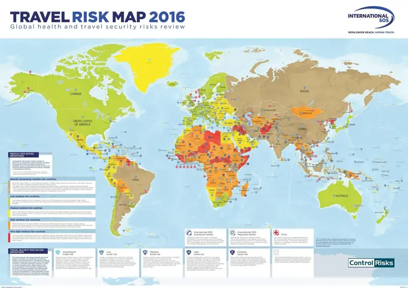 Map: Navigating the World Safely: Insights from the World Travel Risk Map 2016