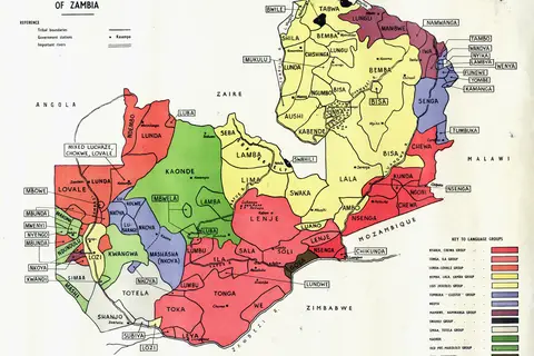 Map: Tribal Linguistic Map Zambia