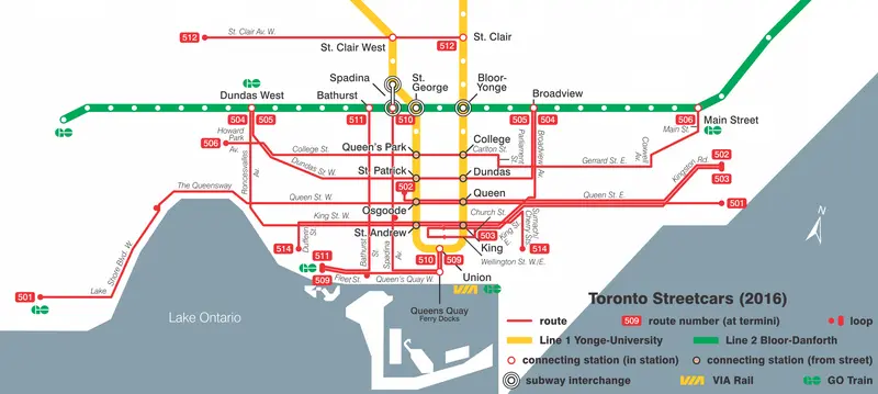 Map: Ttc Streetcar Map 2016