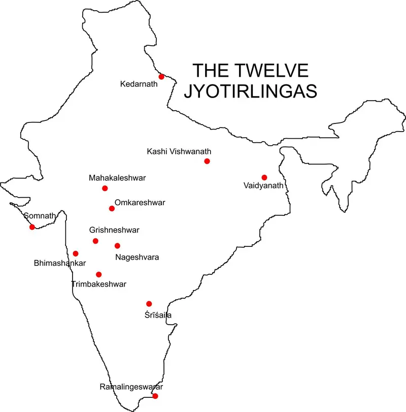 Map: Twelvejyotirlingas Map