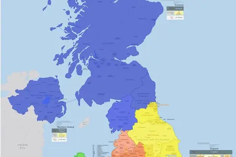 Map: UK split up into areas where population is equal to that of London