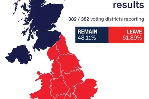 Map: United Kingdom EU Referendum Results by Region