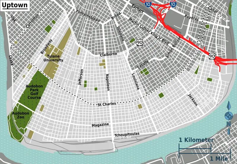 Map: Uptown New Orleans Map