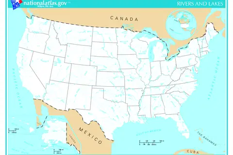 Map: Us Map Rivers and Lakes