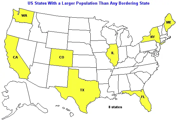Map: US States with a Larger Population Than Any Bordering State