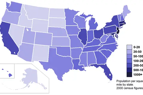 Map: Usa States Population Density Map