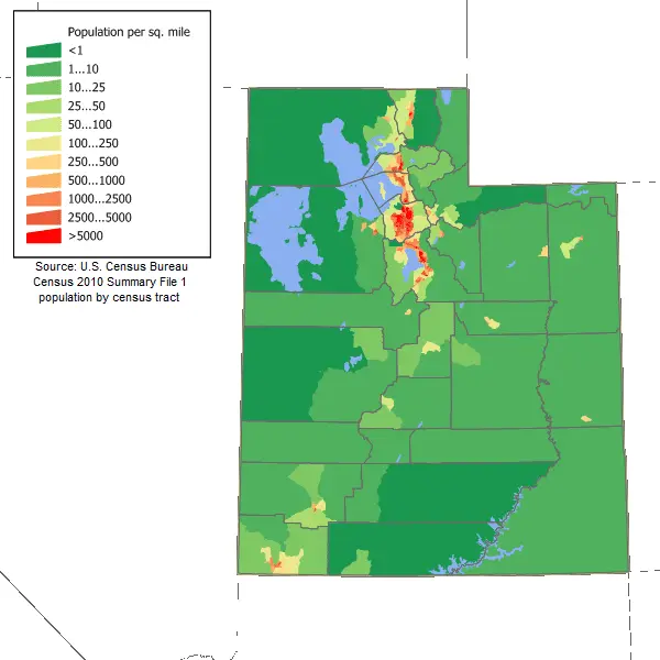 Map: Utah Population Map