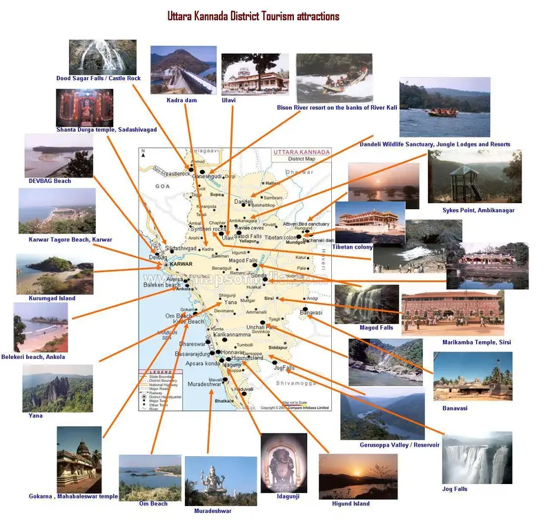 Map: Uttara Kannada District Tourism Map