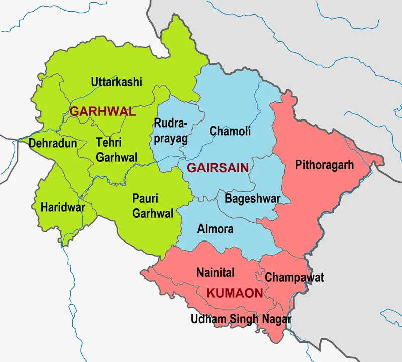 Map: Uttarakhand Divisions Map