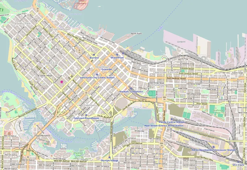 Map: Vancouver British Columbia Downtown Openstreet Map