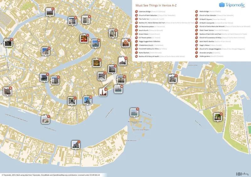Map: Venice Printable Tourist Attractions Map