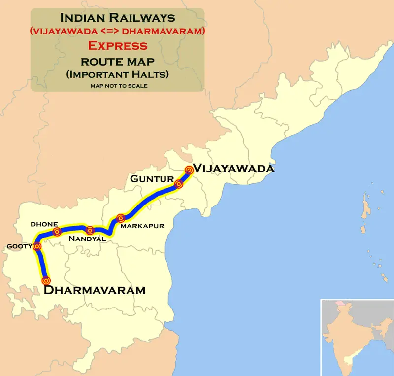 Map: Vijayawada Dharmavaram Express Route Map