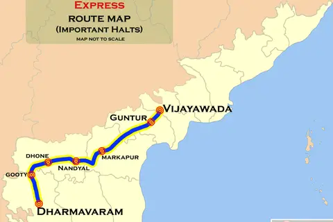 Map: Vijayawada Dharmavaram Express Route Map