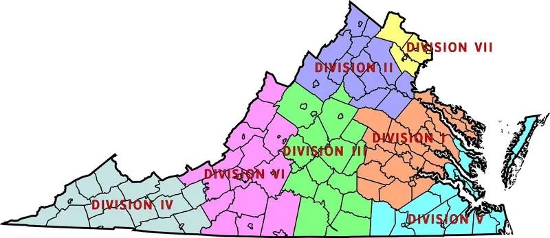 Map: Virginia State Police Division Map