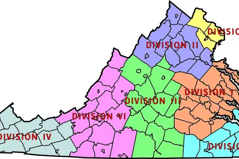 Map: Virginia State Police Division Map
