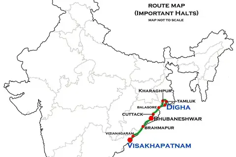 Map: Visakhapatnam Digha Express Route Map