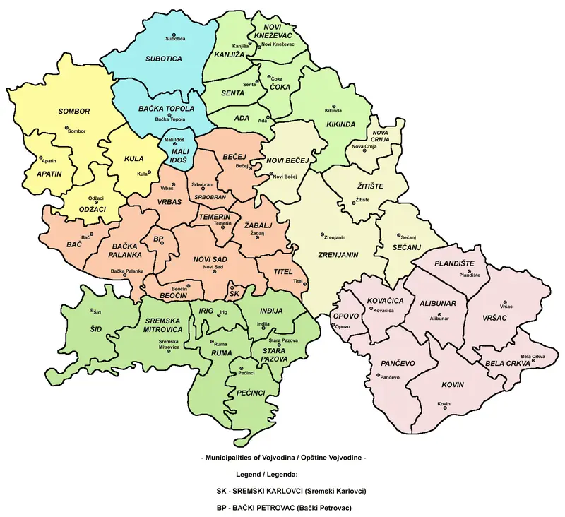 Map: Vojvodina Municipalities Map