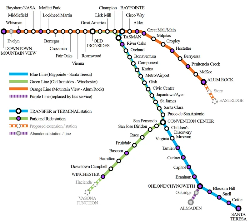 Map: Vta Light Rail Map After Ntsp