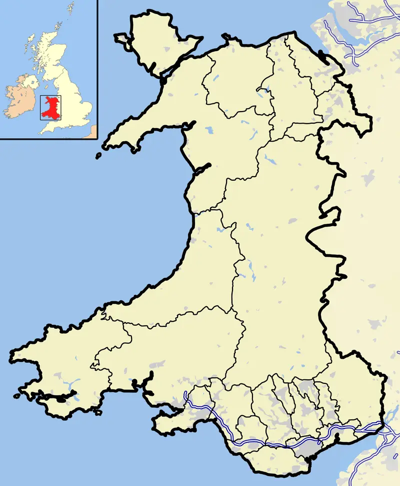 Map: Wales Outline Map with Uk