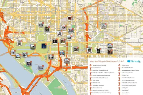 Map: Washington Dc Printable Tourist Attractions Map