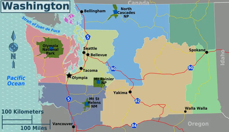 Map: Washington Regions Map