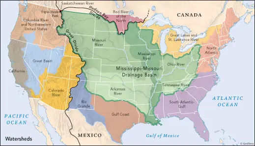 Map: Watersheds in the United States