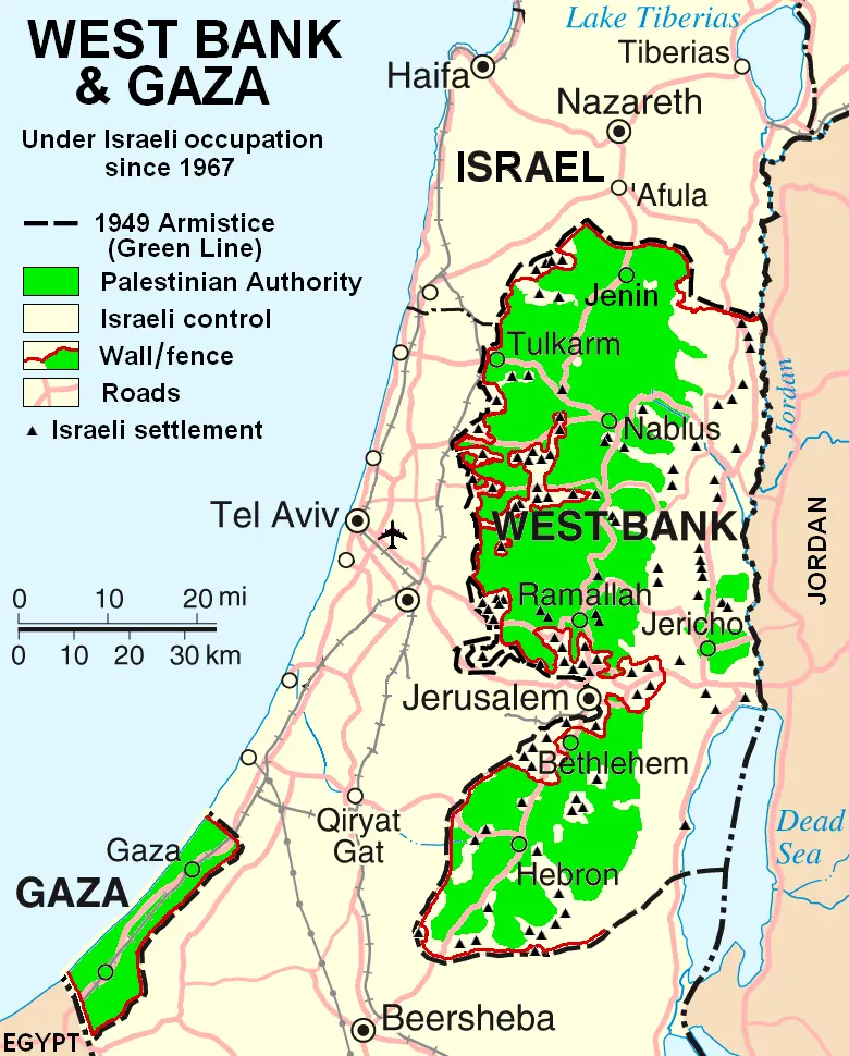Map: West Bank Gaza Map 2007 Settlements