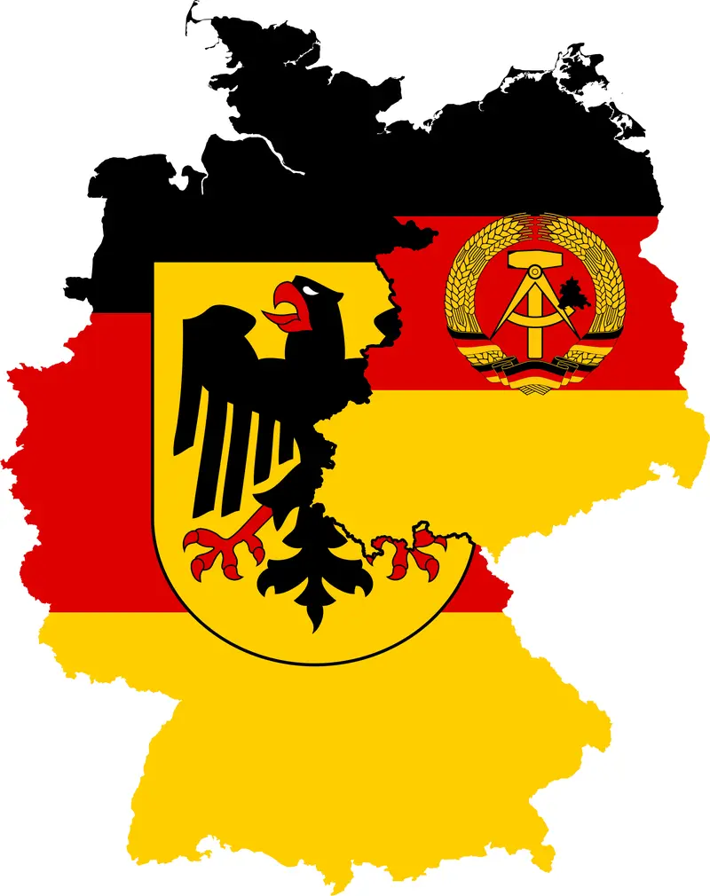 Map: West Germany East Germany Flag Map 1948 1990