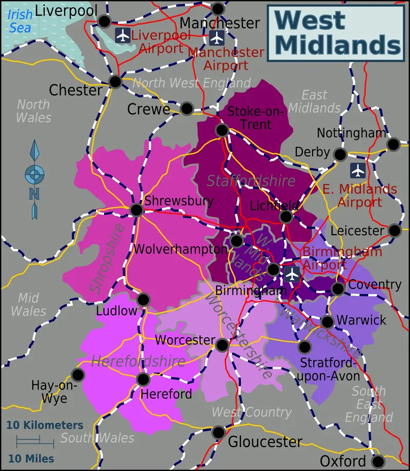 Map: West Midlands Region Map