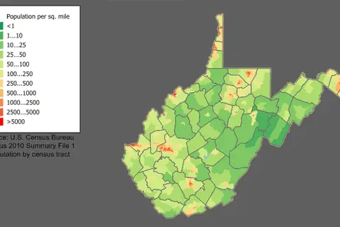 Map: West Virginia Population Map