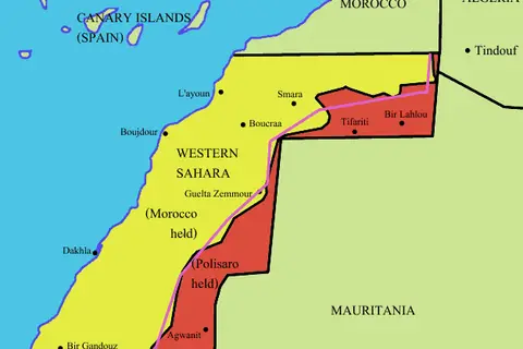 Map: Western Sahara Map Showing Morocco and Polisaro